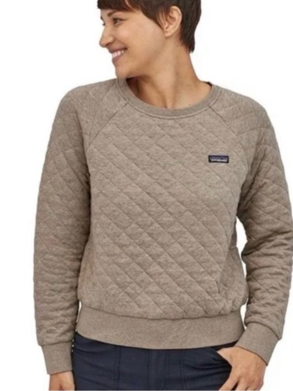 Patagonia Organic Cotton Quilted Crew Sweatshirt in Taupe Size L